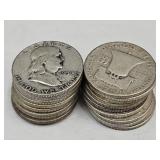 20- 1954 Franklin Silver Half Dollars