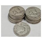 15- 1954 D Franklin Silver Half Dollars