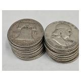 18- 1953 D Franklin Silver Half Dollars