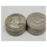 14- 1958 D Franklin Silver Half Dollars