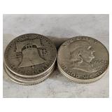 10- 1954 Franklin Silver Half Dollars
