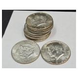10- 1969 Kennedy Half Dollars Partial Silver