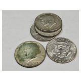 5- 1969 Kennedy Half Dollars Partial Silver