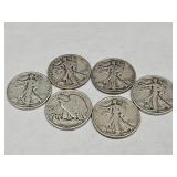 6- 1944 Walking Liberty Silver Half Dollars