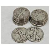 15- 1945 D Walking Liberty Silver Half Dollars