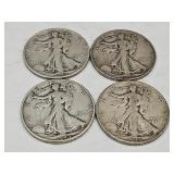 4- 1944S Walking Liberty Silver Half Dollars