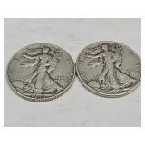 2- 1946 Walking Liberty Silver Half Dollars