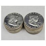 15-  1962 & 1963 Franklin Silver Half Dollars