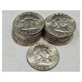 15- 1960 Franklin Silver Half Dollars