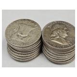 18- 1959 Franklin Silver Half Dollars