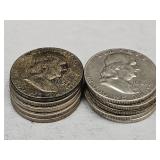 10- 1957 Franklin Silver Half Dollars