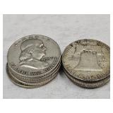 9- 1959 Franklin Silver Half Dollars