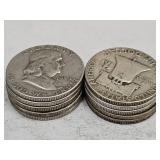 10- 1954 Franklin Silver Half Dollars
