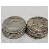 10- 1958 Franklin Silver Half Dollars