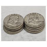 10- 1957 Franklin Silver Half Dollars