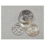 10- 1/10th Oz. Silver Rounds