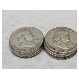 8- 1951 Franklin Silver Half Dollars