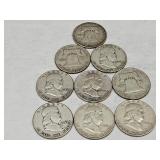 9- 1949 Franklin Silver Half Dollars
