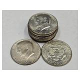 9- 1965 Kennedy Half Dollars Partial Silver