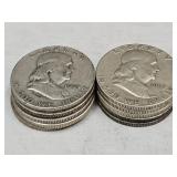 10- 1953 Franklin Silver Half Dollars