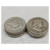 10- 1953 Franklin Silver Half Dollars