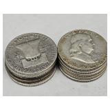 10- 1954 Frankln Silver Half Dollars