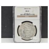 1884 CC Carson City Graded Silver Dollar MS 62