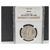 1935 Graded Silver Walking Liberty Half  MS 64