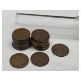 1900 Partial Tube of Indian Head Pennies