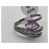 Sterling Silver Rose Quartz Ring Sz 9