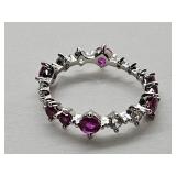 Sterling Silver Pink Sapphire Ring Sz 9