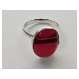 925 Silver Raw Garnet Ring Sz 81/2