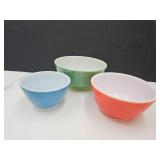 3 VTG Pyrex Bowls  5.5"-8.5"w