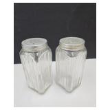 VTG. Ribbed Hoosier Style Clear Glass Shakers