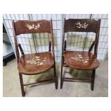 Pair of Oriental Folding Chairs w/Decor SEE PICS