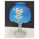 VTG Westmoreland Satin Blue Daisy  Fairy Lamp 8"h