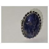 925 Silver Blue Lapis Ring Sz 101/2