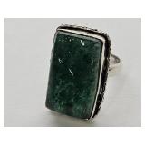 925 Silver Jade Ring Sz 61/2