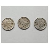 3 Buffalo Nickel Coins 1915 & 1928