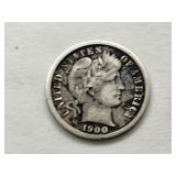 1900 Silver Barber Dime Coin