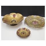 Lot of Goofus Glass Ruffled Bowl, Plate & Saucer