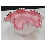 VTG Fenton Art Glass Ruffled Vase  6 3/4" Wide