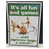 Metal  17":x112" Weiner Sign