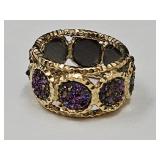 14k Gold Vicenza Ring SZ See WT With Lab Gems