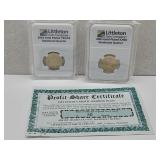 2 LCC Golden Statehood Quarters Texas & Iowa