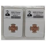 2 NEW 2025 Last Issue Penny Coins D & P