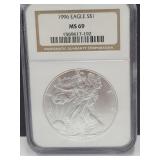 1996 Graded Silver Eagle Dollar Coin MS 69