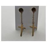 Gold Tone Magnetic Cross Chain Earrings