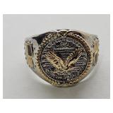 Gold & Silver Plate Eagle Ring Sz 12