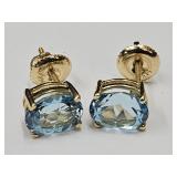 14K Gold Earrings w/Topaz Gemstones